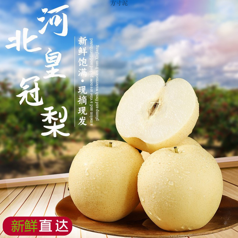 Whole Box of Crown Pears from Hebei, Seasonal Dangshan Pears, 3 Pears, 10 Fresh Fruits, Crisp Pears, Non-2.5kg