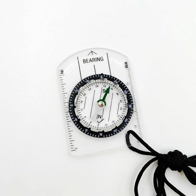 Outdoor transparent mini acrylic scale compass map scale lanyard North needle factory direct sales