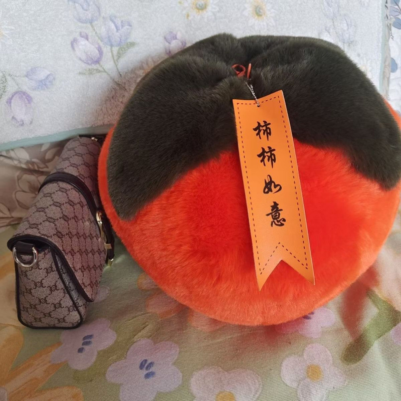 Rex Rabbit Plush Big Persimmon Good Things Moving Wedding Room Decoration Car Pillow Auspicious Meaning Gift
