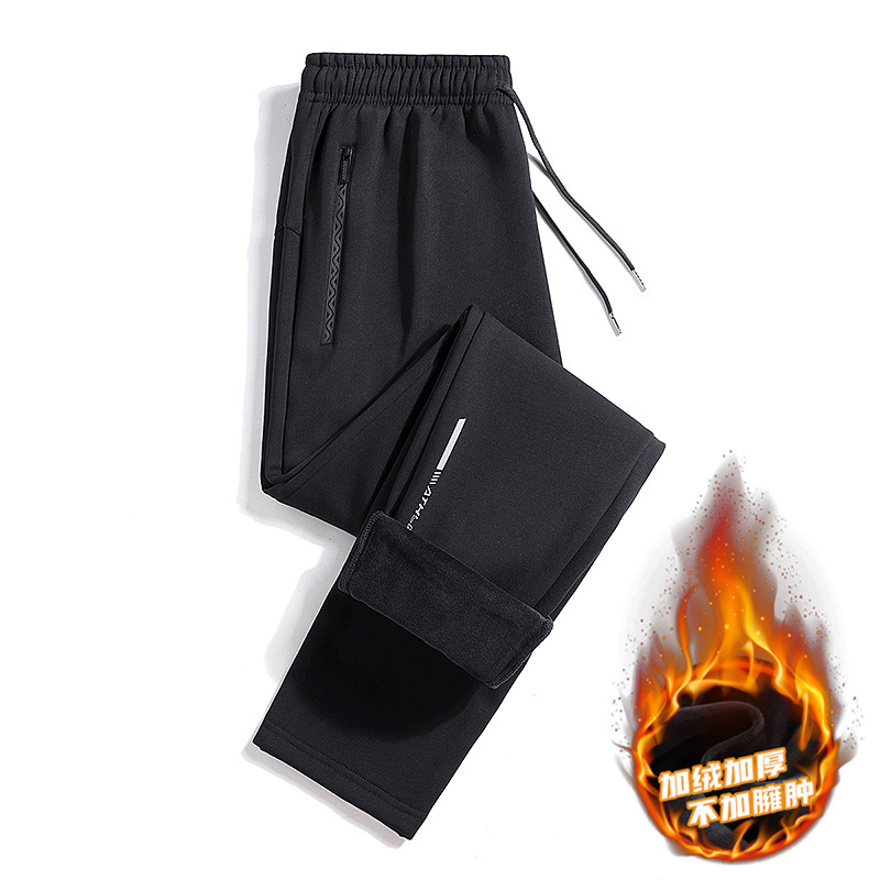 Утолщенные брюки L-8XL с флисовой подкладкой, спортивные длинные брюки для мужчин, корейский стиль, модные повседневные брюки, стильные