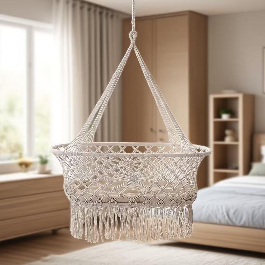 Tassel Hanging Baby Rocking Bed Hanging Basket Outdoor Hanging Chair Photo Photography Props Kidsren's Room Decoration Hammock Swing