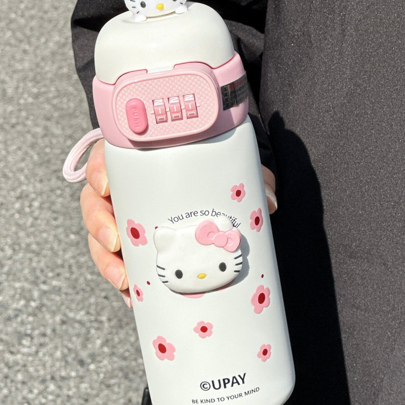 Водяная бутылка для девочек, отпечаток пальца, водяной стакан, портативный стакан с соломинкой, специальный замок для школьников