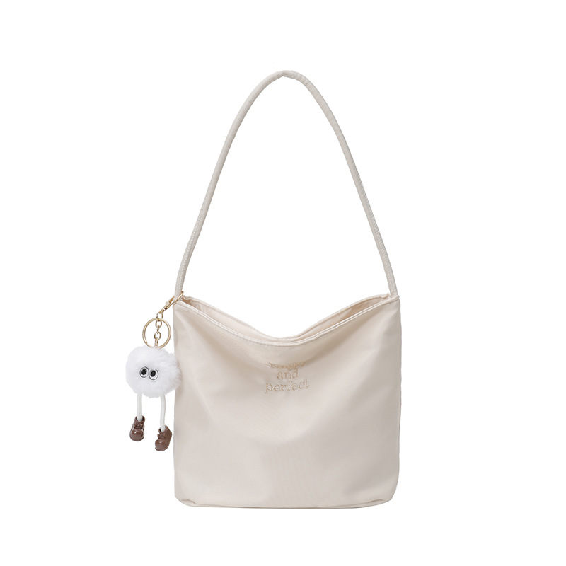 Korean Niche Portable Shoulder Souvenir Bucket Bag for Women Simple Casual Versatile Armpit Small Square Bag Nylon