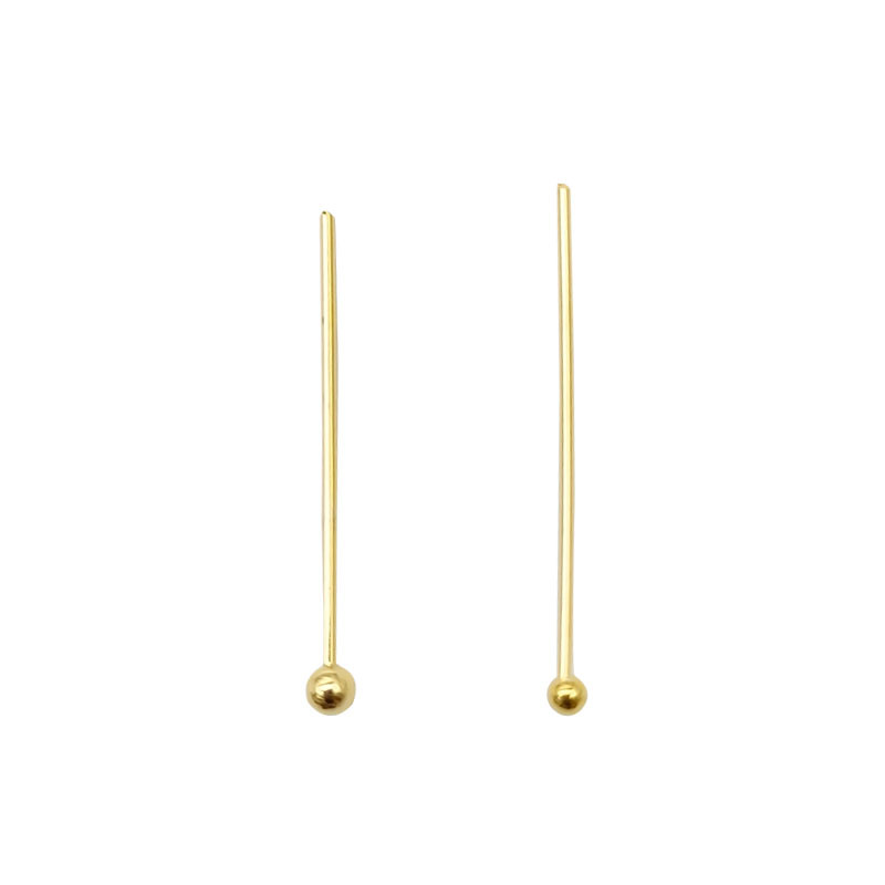 Handmade beaded needle jewelry accessories material 18K gold color retention round needle ball needle copper bead needle