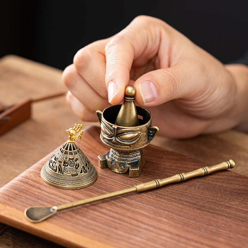 Popular Sanxingdui Alloy Incense Burner Sandalwood Goose Pear Incense Tea Ceremony Incense Burner Household Incense Powder Tool