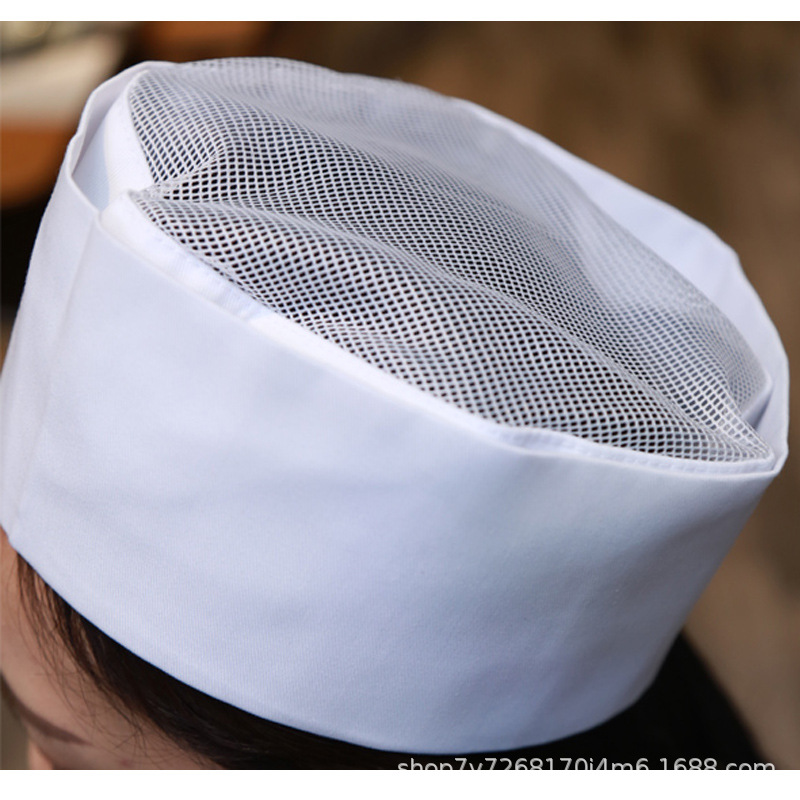 Japanese and Korean style cooking cap waiter work cap chef cap kitchen breathable flat top cap Amazon net top cap