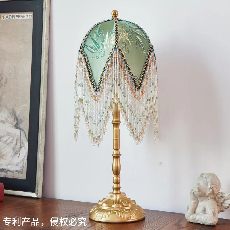 复古西洋高颜值ins风主卧diy港式中国风客厅书房床头流苏灯台灯布