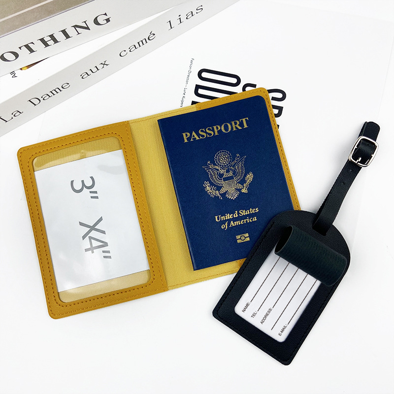 cross-border pu leather passport cover luggage tag passbook holder passbook bag luggage tag suit
