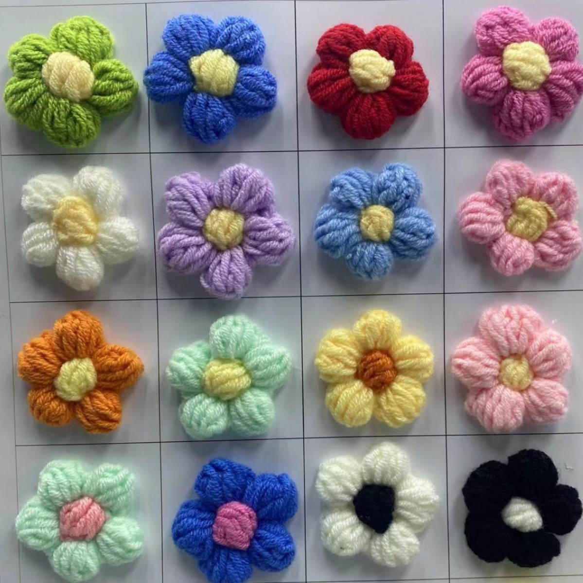 Ручная вязаная шершавая цветочная пышная цветок 4-4.5см DIY аксессуары для детской одежды