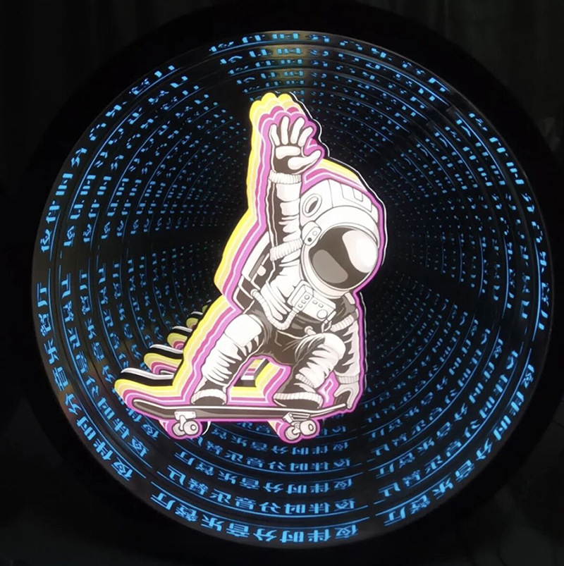 Background Wall Sensor 3D Thousand-Layer Abyss Mirror Floor Light Mirror Surface Led Dancing Floor Tile Light Ip65 Colorful Outdoor