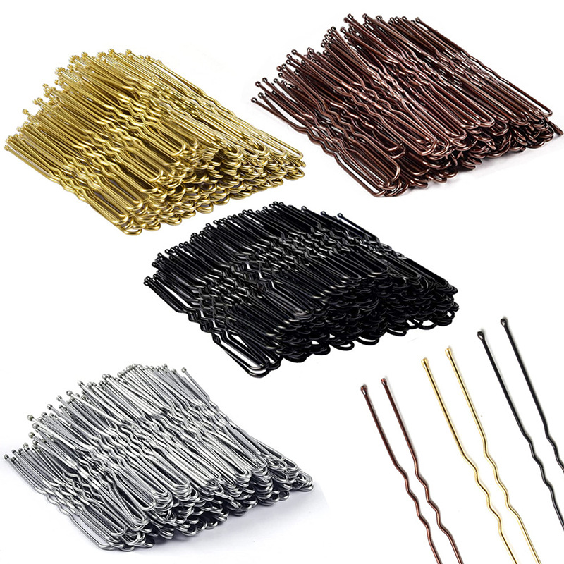 European and American u-type clip ball head pin pin headdress black photo office tool u-shaped fixed steel clip hairpin