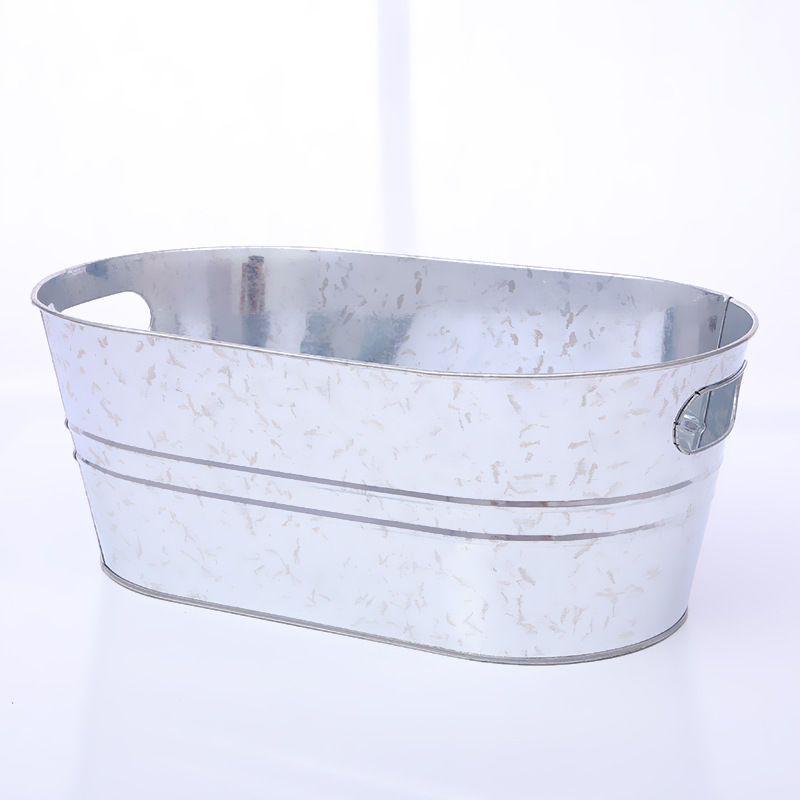 Oval Ice Bucket Bar Ktv Universal Ice Bucket Galvanized Tinplate Ice Bucket Outdoor Oval Galvanized Bucket