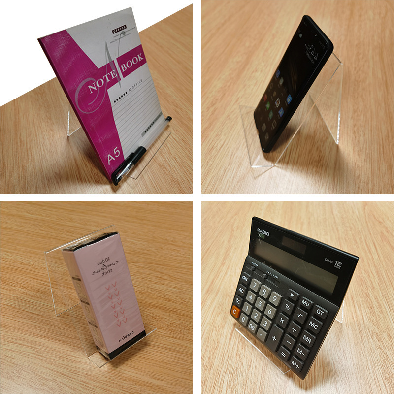 L-Shaped Transparent Acrylic Bookshelf Book Stand Bracket Book Display Stand Book Table Photo Album Notebook Stand