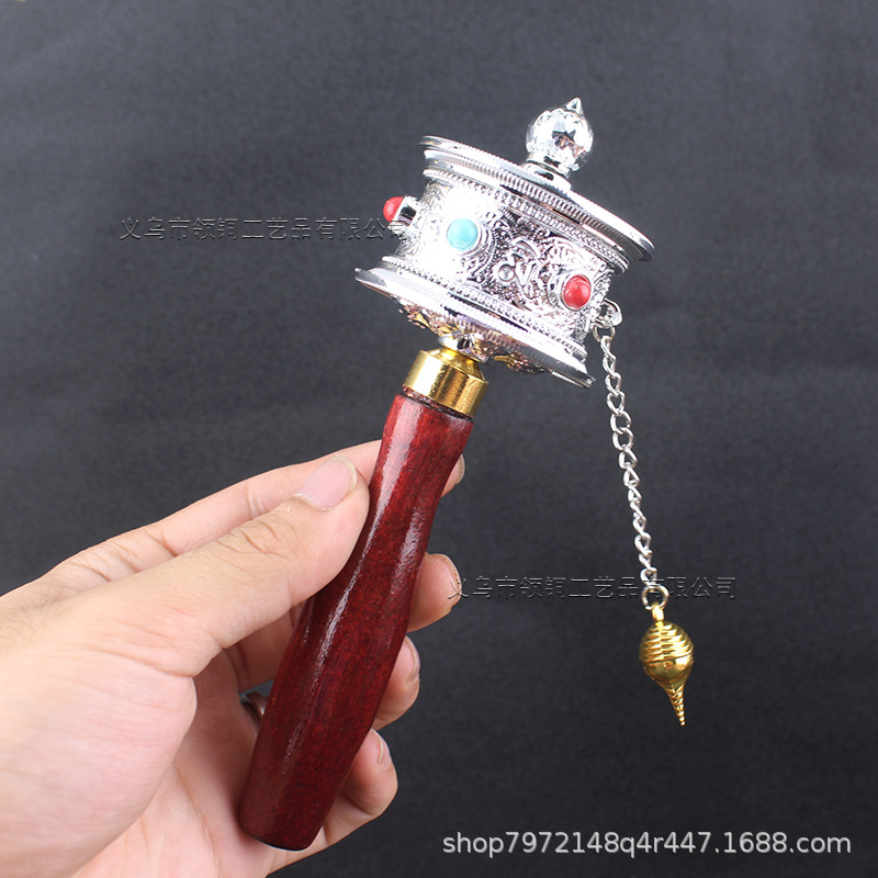 Hand-cranked Sutra Wheel Base Xizang Buddha Front Temple Word True Words Sutra Wheel Handle Hand-held Socket Buddha Tools Bottom Sitting