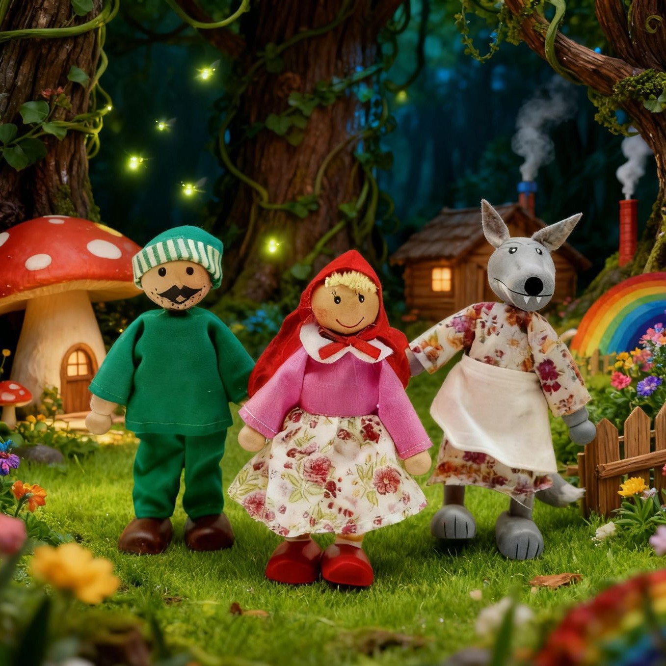 Родительско-детская история Красная Шапочка Волк Бабушка Учебные пособия Кукла-рукавичка Животное Пальчиковая кукла Тряпичная кукла Плюшевая кукла