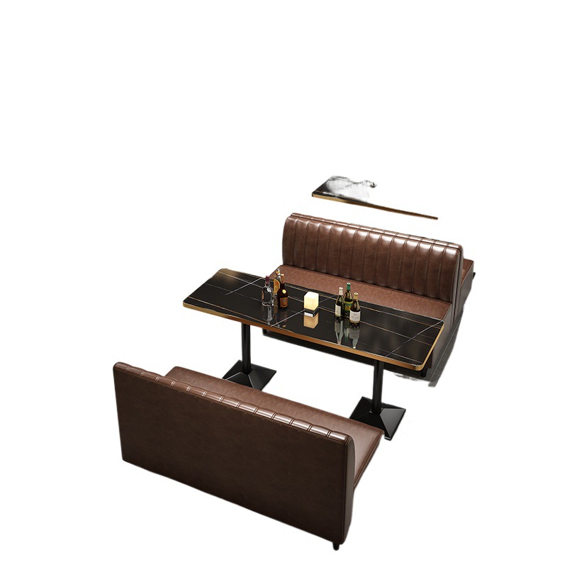 Bar Clear Bar Booth Table and Chair Combination Dessert Milk Tea Shop Cafe Western Restaurant Barbecue Hot Pot Restaurant Retro Sofa