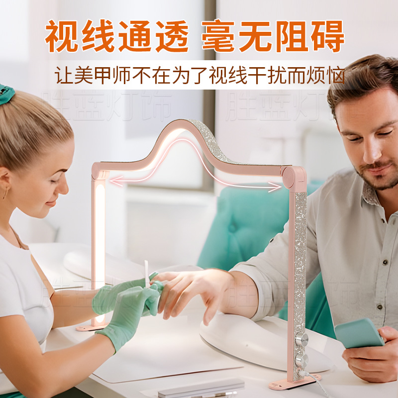 Folding Nail Art Table Lamp Portable Folding Desktop American Lamp Extra Large Square Beauty Salon Nail Art Shop Beauty Lamp