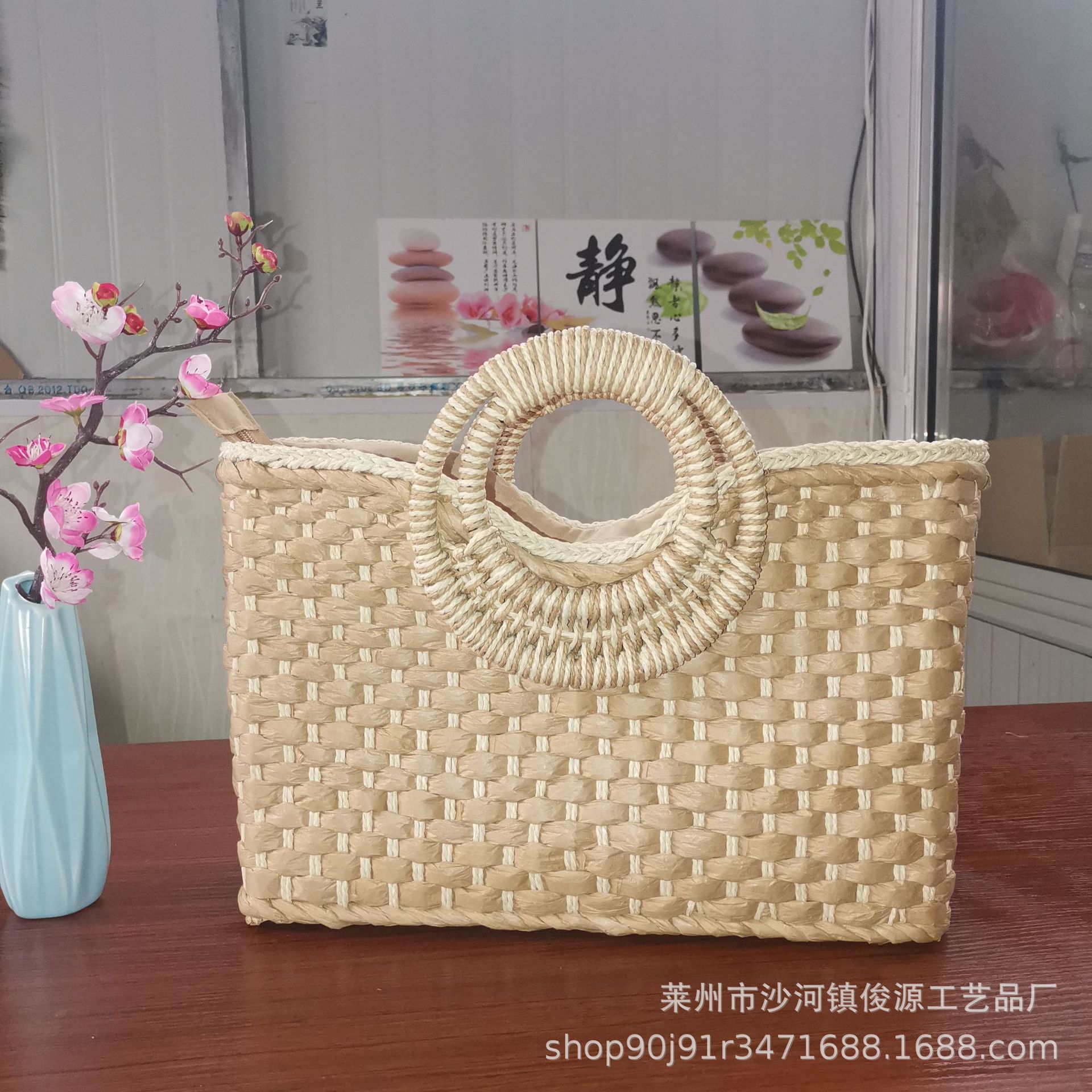 Сумка из кукурузной кожи, плетеная сумка с большими ручками, повседневная женская сумка