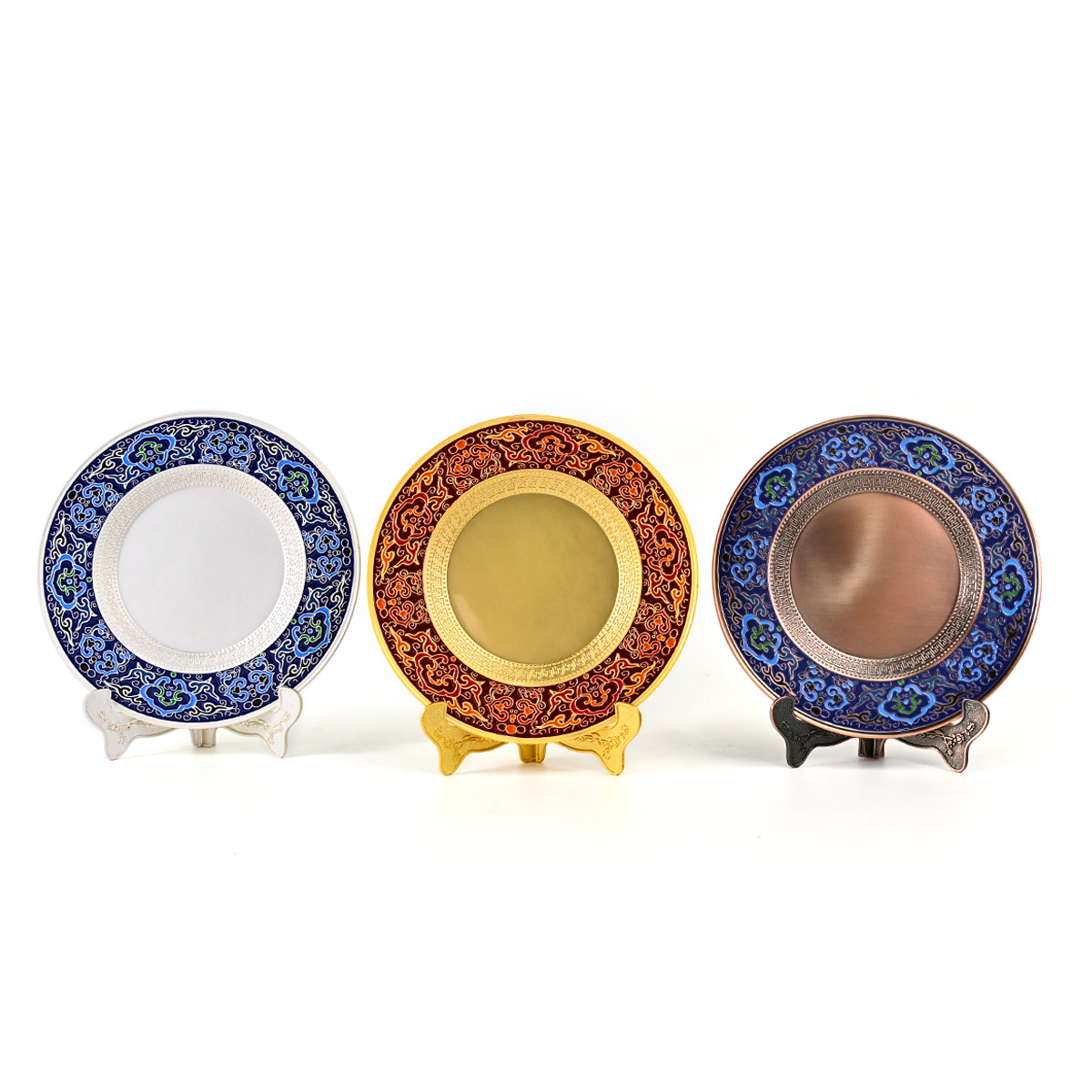 Customized Cloisonne Gold and Silver Copper Plate Anniversary Celebration Commemorative Trophy Chinese Style Disc Ornaments Custom Wholesale