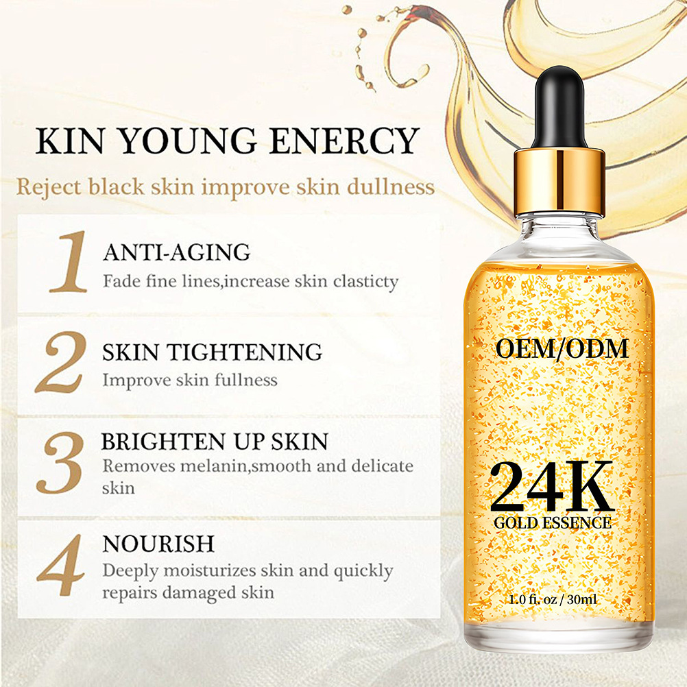 Cross-Border Exclusive 24K Gold Essence 30ml Hydrating, Moisturizing and Diluting Fine Lines Facial Essence Foreign Trade Full English
