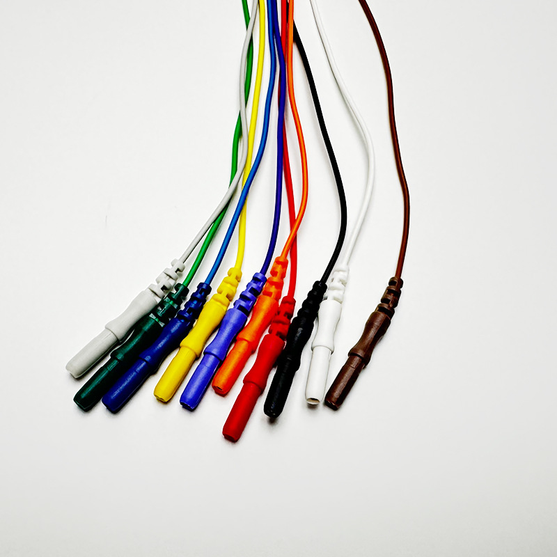 D-Type 1.5 Female Hole Brain Electrode Connection Cable Gold-Plated Brain Disc Massager Electrode Cable Accessories Button-Type Connection Cable