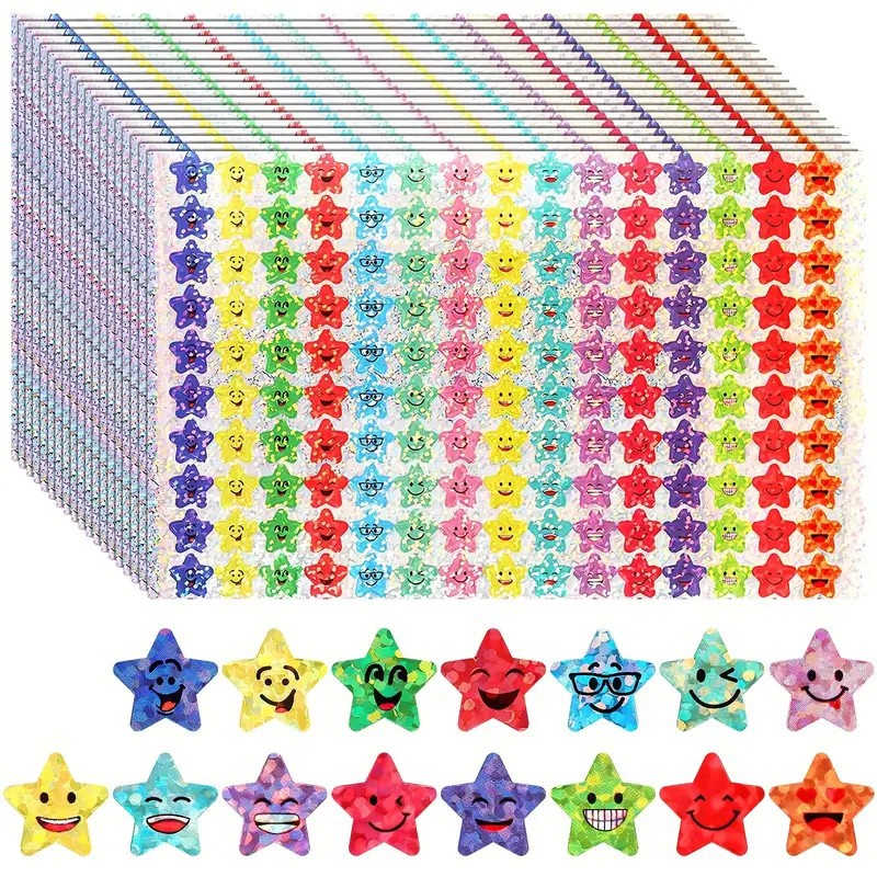 Стикеры с блестками маленькие звезды 15 дизайнов для наград