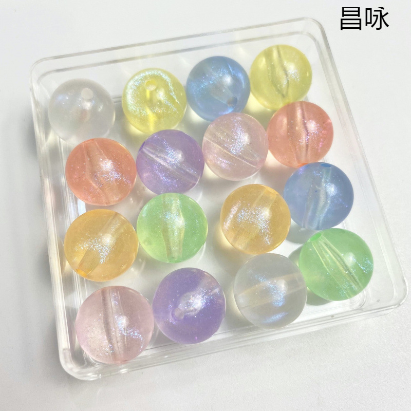 Fine Glitter Onion Pink Beads 14mm Bright Round Beads DIY Homemade Rubber Band Mobile Phone Chain Key Chain Beading Material Jewelry