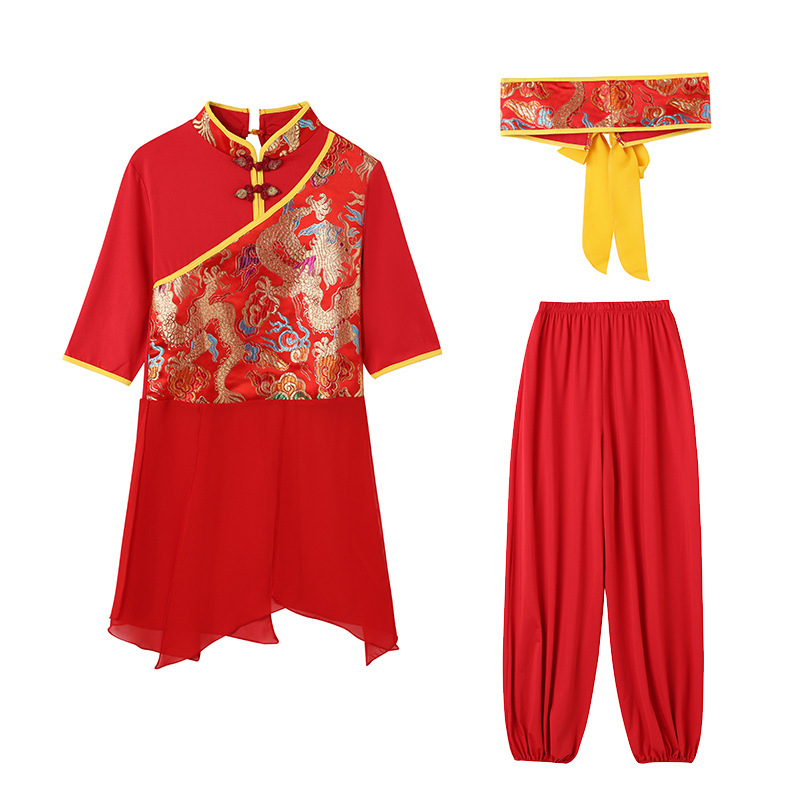 Drumming Suit Performance Suit Waist Drum Chinese Style Dance Suit Modern Fan Dancing Voggery Yangko Suit Female 6068
