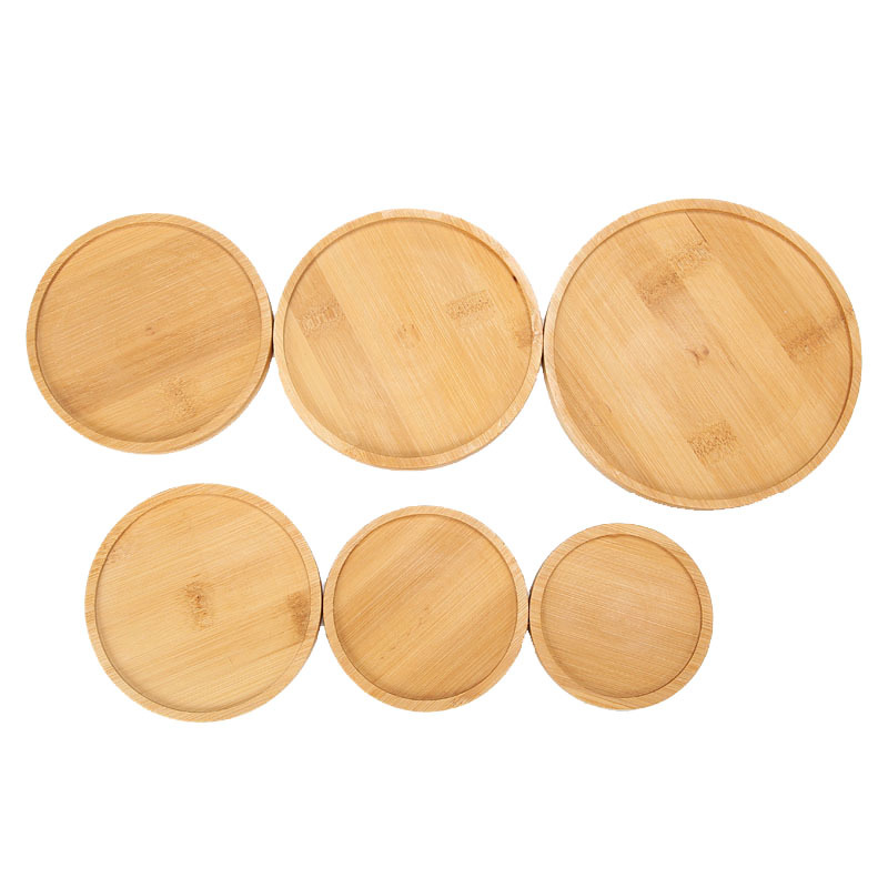 Fleshy Flower Pot Bamboo Tray Mosaic DIY Bamboo Pad Embryo Shaped Bamboo Base Holder Coaster Cross-border Tray Base