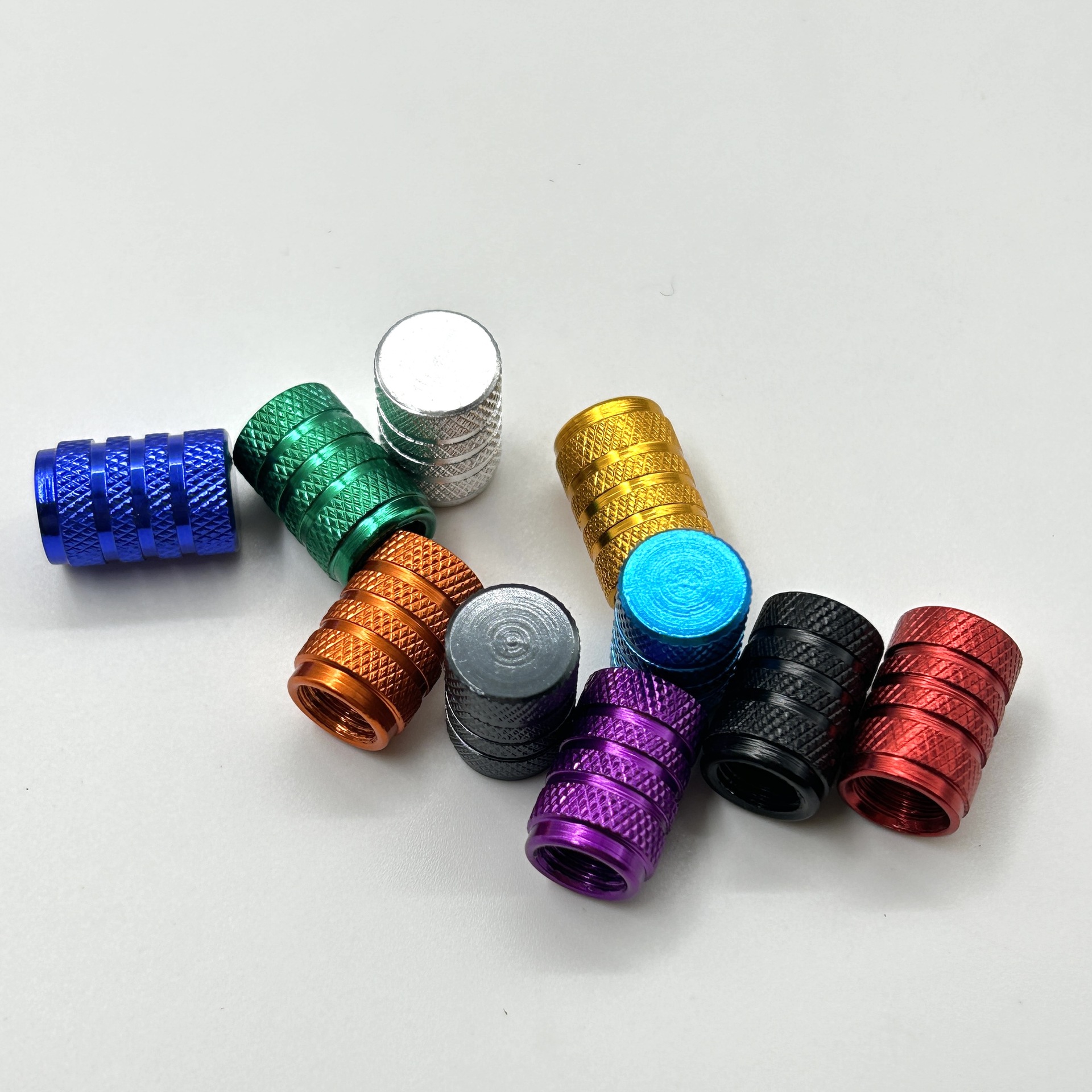 Car Tire Aluminum Alloy American Valve Cap Dust Cover Dust Cap Knurled Cap 10 Colors in Stock