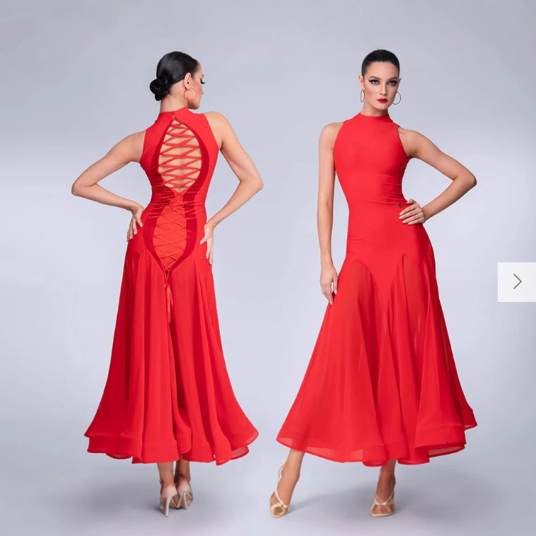 Yilin Feier Adult Modern Dance Dress 2133 Crystal Cotton Ballroom Dance Costume Splicing Rope Climbing Design