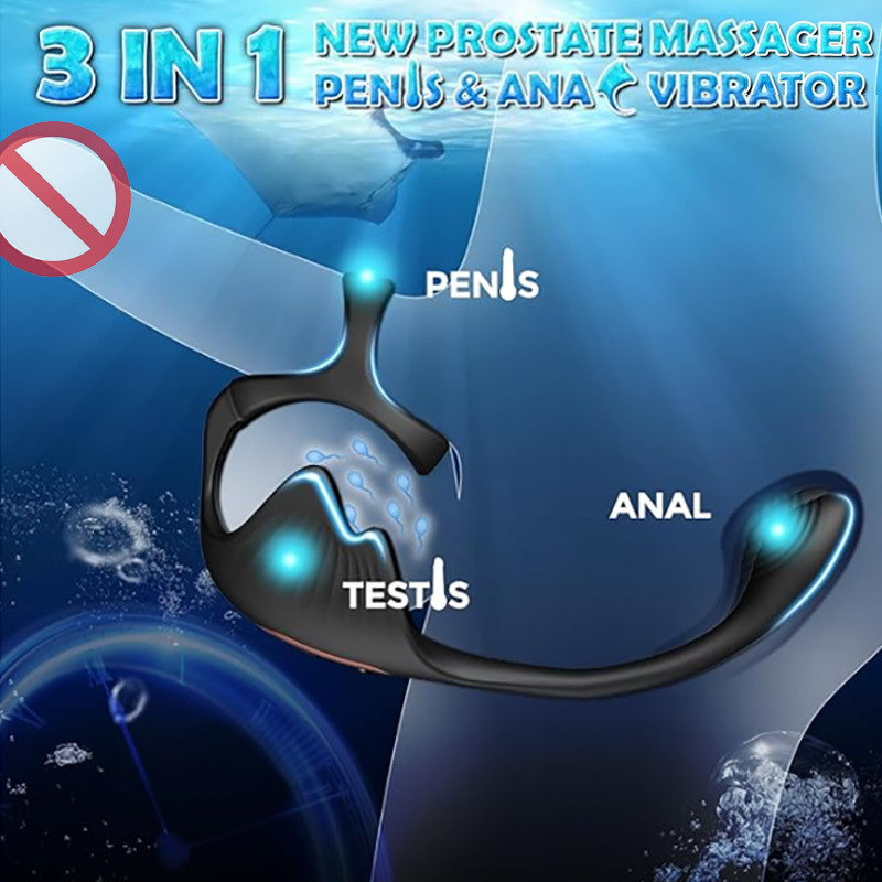Devil Fish Sperm Ring Prostate Massager Dual-motor Strong Shock Male Masturbator Silent Waterproof Adult Supplies
