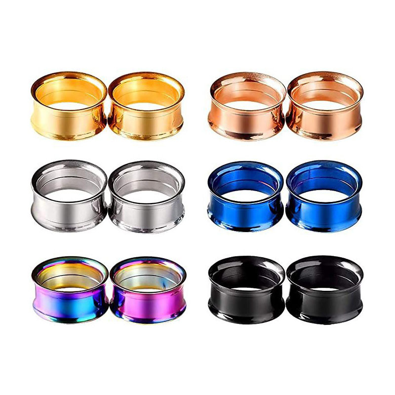 Stainless Steel Inner Teeth Double Horn Auricle Vacuum Plating Human Puncture Jewelry Punk Style Ear Stud Ear Jewelry