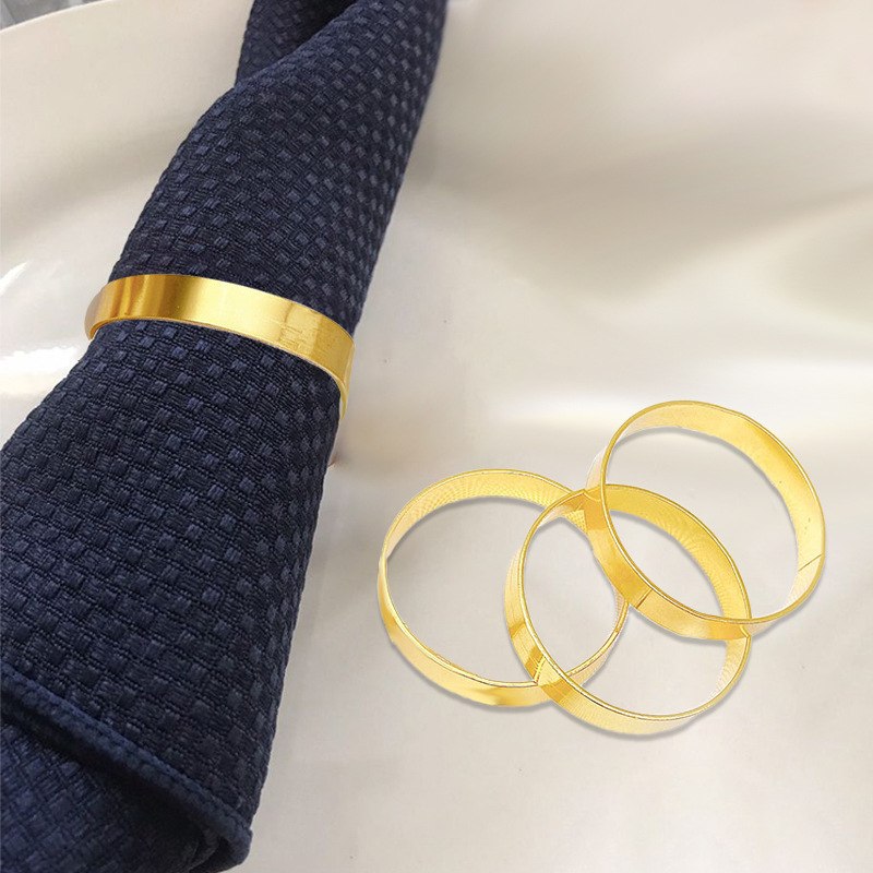Cross-border hot-selling napkin ring hotel table metal napkin buckle napkin ring wedding simple smooth napkin holder wholesale