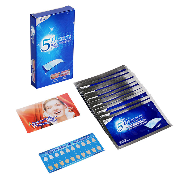 Cross-Border Foreign Trade Supply: 7 Pairs of 14 Sheets of Teeth Whitening Strips to Remove Yellow Stains and Whiten Teeth, 5D Whitening Strips, Dazzling White Teeth Strips, Beauty Teeth Strips