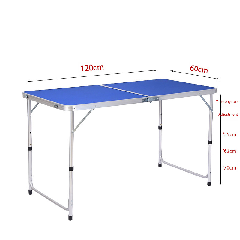 Outdoor round tube aluminum alloy folding table simple folding square table portable stall folding table stall table wholesale