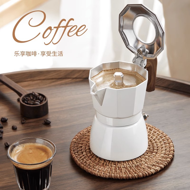 New double valve moka pot Italian extraction coffee pot outdoor coffee moka pot espresso coffee appliance foreign trade