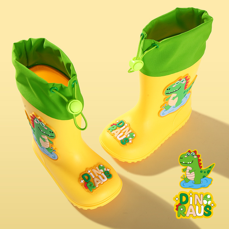 Children's Rain Boots Cute Cartoon Boys and Girls Kindergarten Baby Waterproof Shoe Covers Shoes Medium and Large Kidsren Non-Slip Rain Boots Rubber Shoes