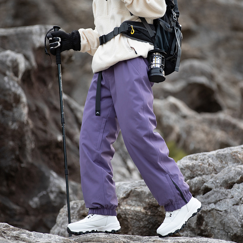 Izexx Trendy Brand Winter Custom Two-Way Zipper down Pants for Men and Women, Thickened Windproof Ski Pants, Cold-Proof and Warm Softshell Pants