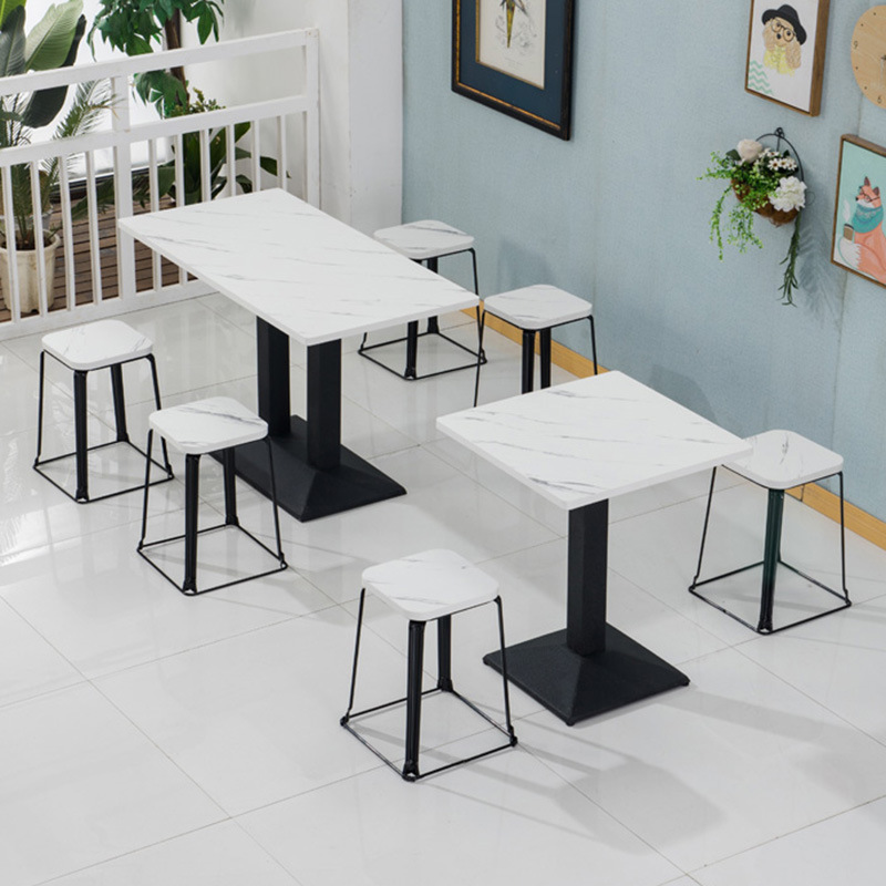 Restaurant Snack Bar Fast Food Table Commercial Noodle Shop Milk Tea Shop Restaurant Table and Chair Combination Simple Rectangular