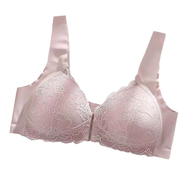 European and American Foreign Trade Hot-Selling Style, Wireless Front-Clasp Push-Up Bra, Lace Thin Vest-Style Beauty Back Full Cup Bra