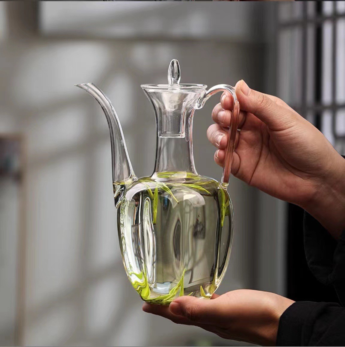 Imitation Song glass hand holding pot Green Tea Teapot borosilicate glass chaise pot vintage boiled teapot song holding pot