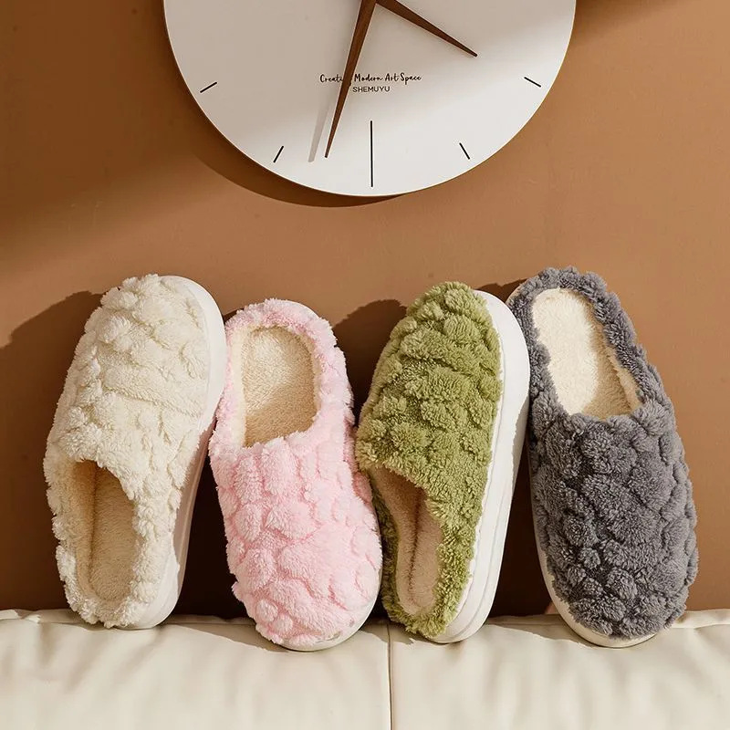 2024 autumn and winter home cotton slippers moon slippers for men and women couples indoor non-slip silent cotton fleece-lined warm