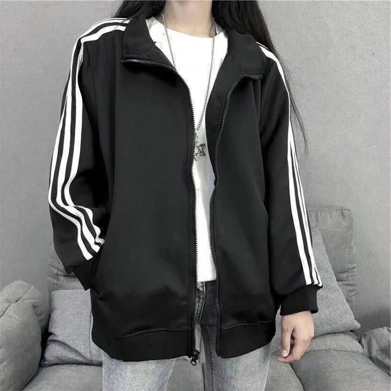 2024 New Men's and Women's Coat All-match Casual Spring and Autumn Student Ins Sports Style Three-bar Baseball Coat