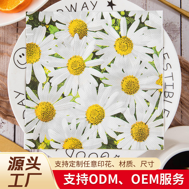 Кросс-бордерные индивидуальные салфетки с принтом ромашки, для декора стола на день рождения