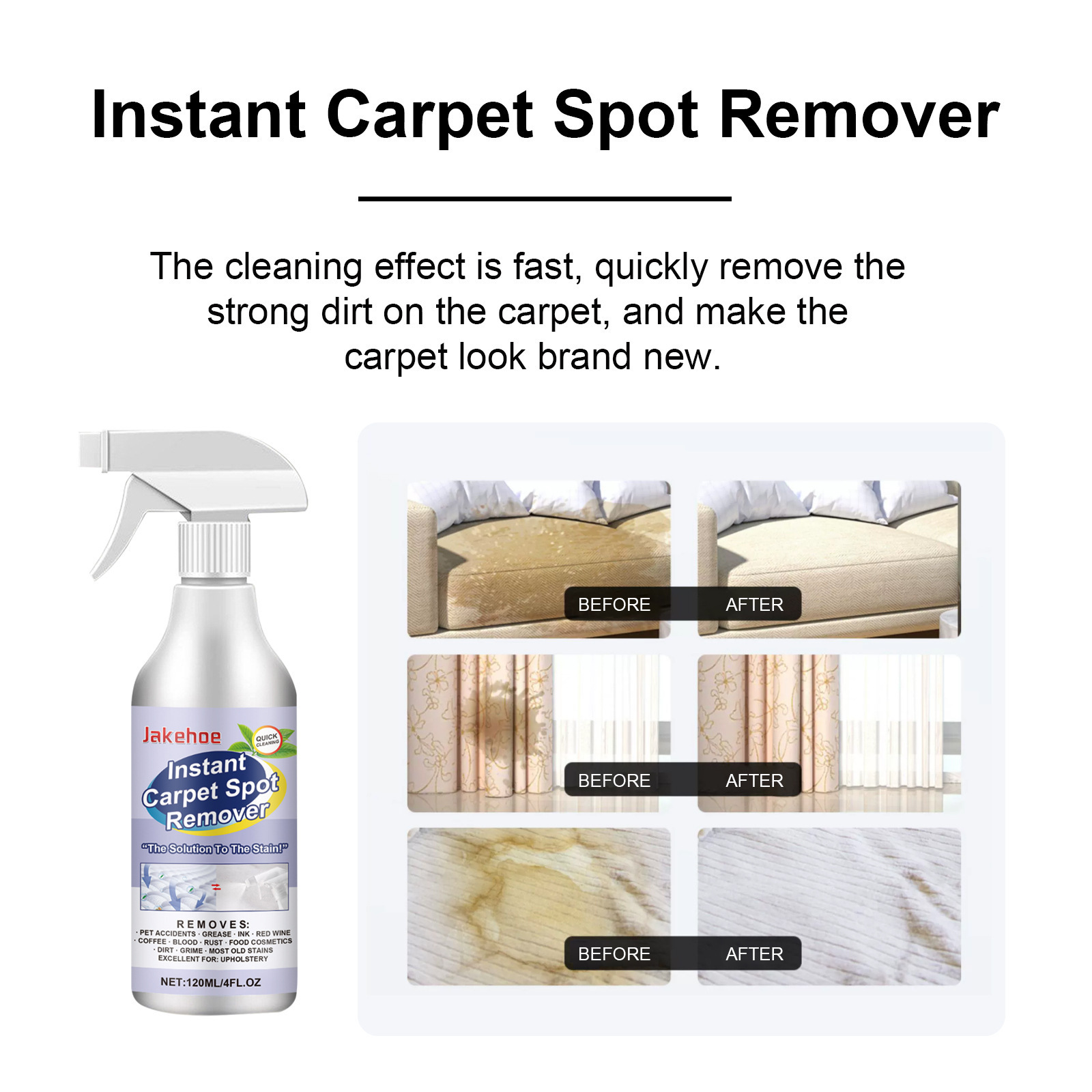 Jakehoe Carpet Stain Remover, Special for Carpets, Easy to Clean, Remove Stains, Clean and Long-Lasting Fragrance Detergent