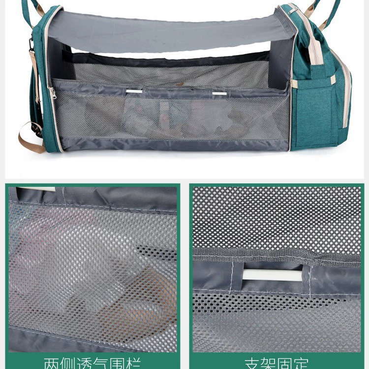 Cross-Border Upgraded Version, Large-Capacity, Multi-Functional and Convenient Folding Crib Mommy Bag, High-End Backpack
