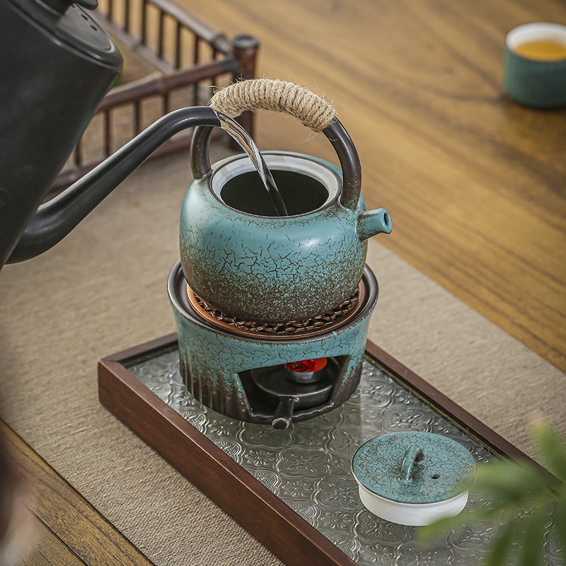 Vintage Japanese-Style Teapot with Handle, Tea Brewing Set for Home Use, Antique-Style Coarse Pottery Teapot, Kung Fu Tea Set, Tea Water Kettle