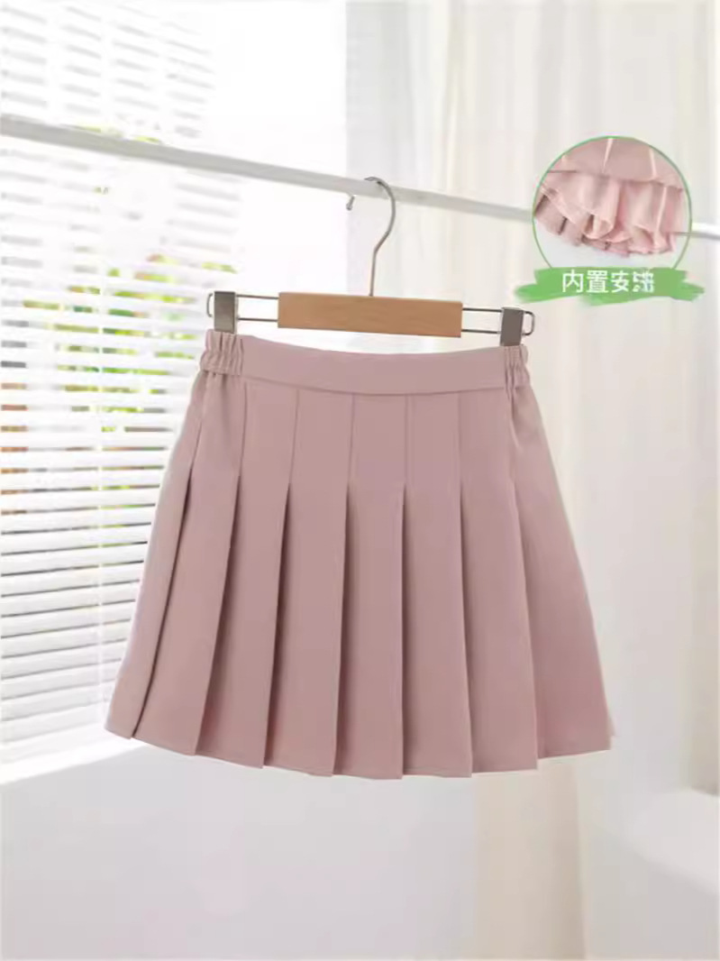 Spring and Autumn Girls' White Skirt Korean Style High Waist Elasto Pleated Skirt College Style New Style Girl