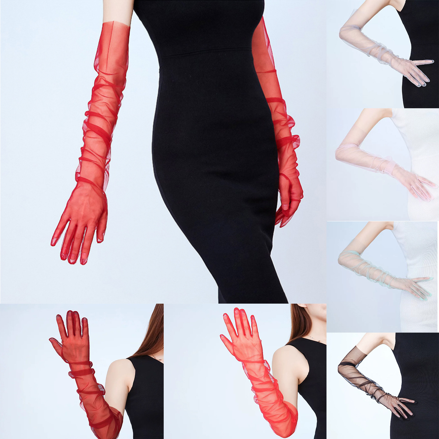 Кросс-бордерные оптовые перчатки невесты для свадьбы, сетчатые перчатки с камелией, оперные перчатки на Хэллоуин, черные рукава для оперной вечеринки длинные